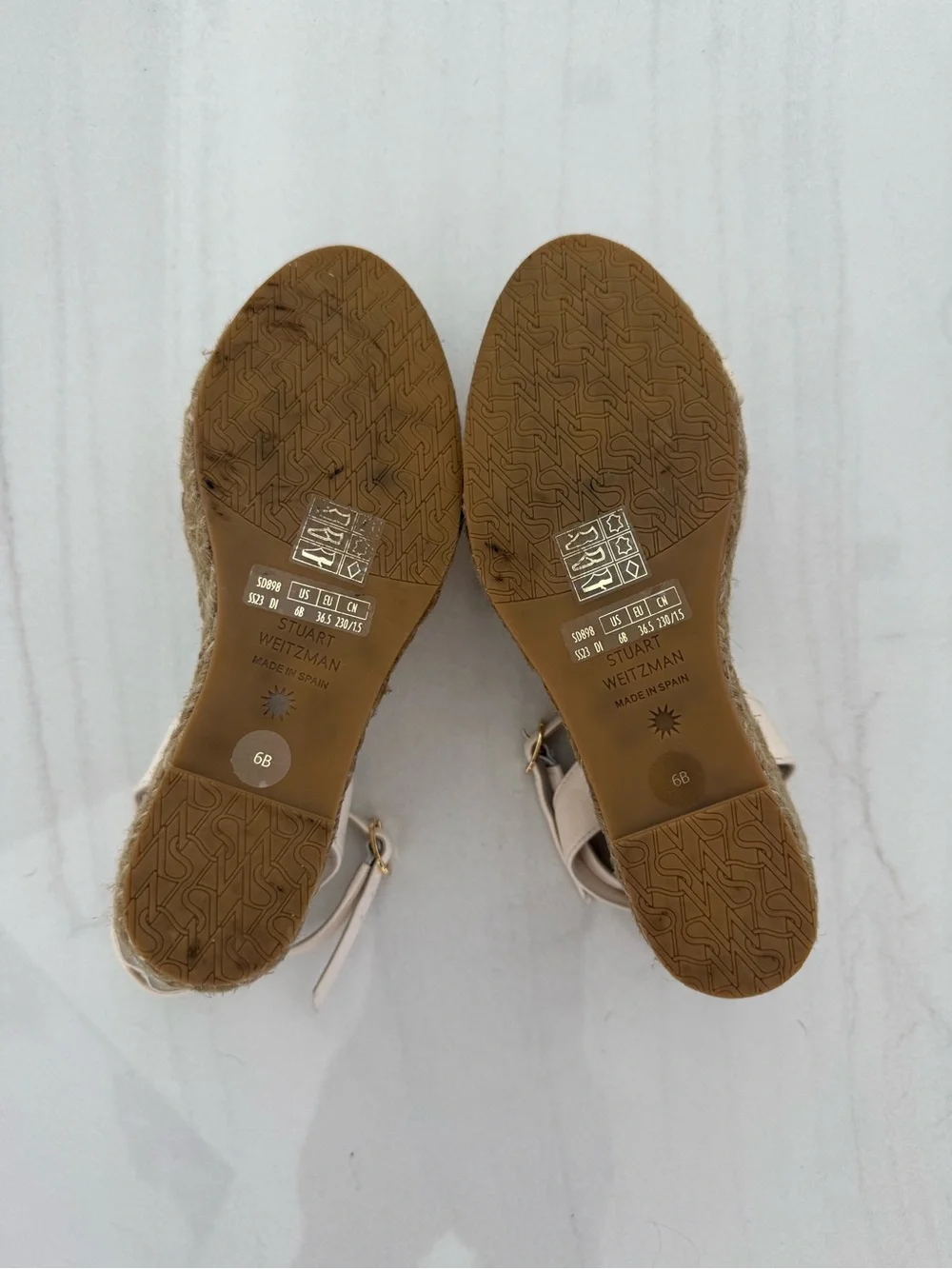 Stuart Weitzman Light Beige Espadrille Wedge Sandals - Picture 3 of 4